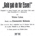 "Gold gab ich für Eisen" (Kálmán)
